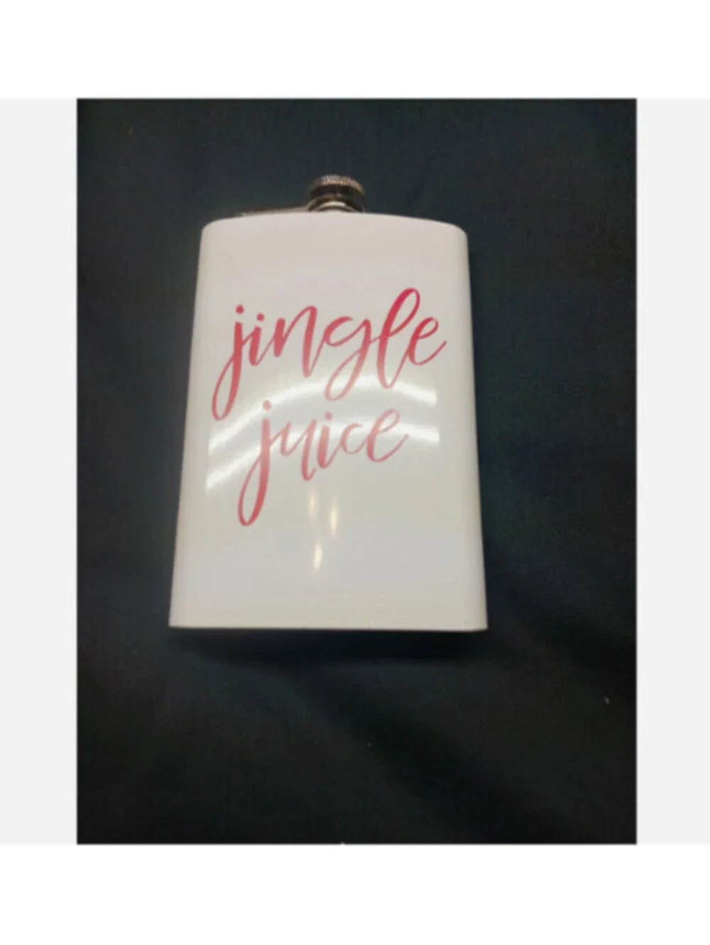 Christmas Cheer ~ Jingle Juice Stainless Steal 8 oz Flask ~ White & Red